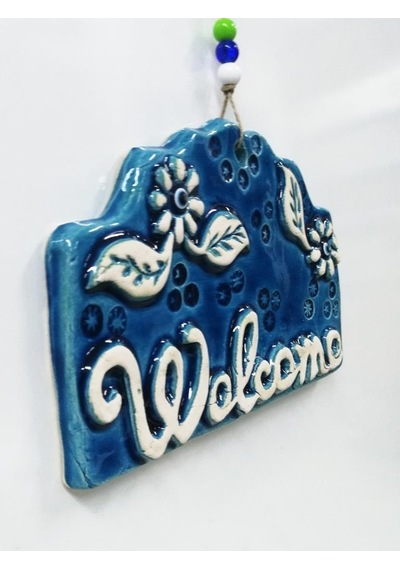 Seramik Welcome Dekoratif El İşi Duvar Süsü Nazarlık