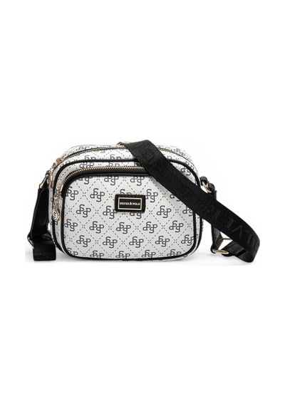 Silver & Polo Silver Polo Beyaz - Siyah Monogram Kadın Çapraz Çanta Sp1111