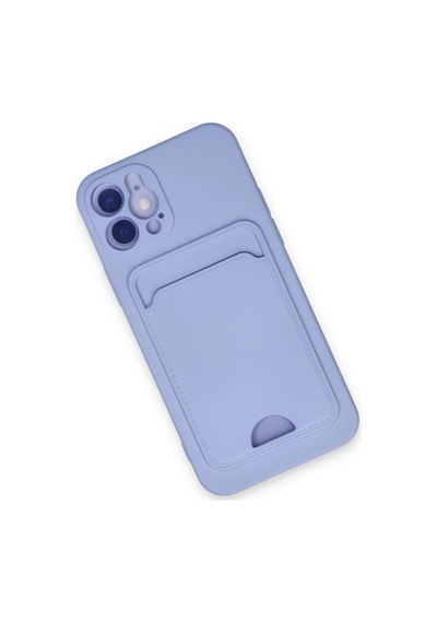 Apple Uyumlu  iPhone 12 Kılıf Kelvin Kartvizitli Silikon - Lila 0.2M-Çok Renkli