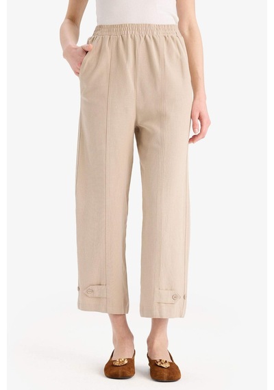 DeFacto Keten Karışımlı Basic Düz Kısa Paça Harem Pantolon B7506AX25SPBG773