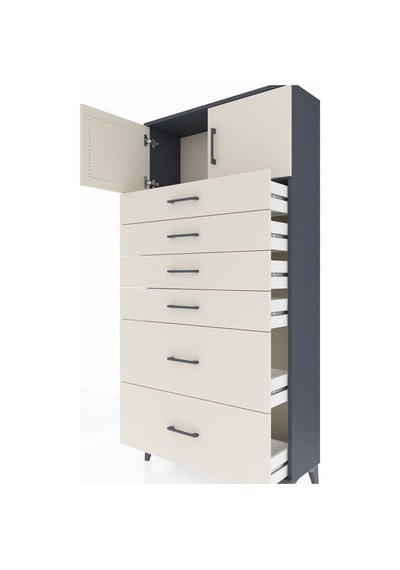 Arges Dolap Tek Raflı 6 Çekmeceli 2 Kapaklı 88x30x182 Antrasi... Antrasit Arges Dolap Tek Raflı 6 Çekmeceli 2 Kapaklı 88x30x182 Antrasi... Antrasit