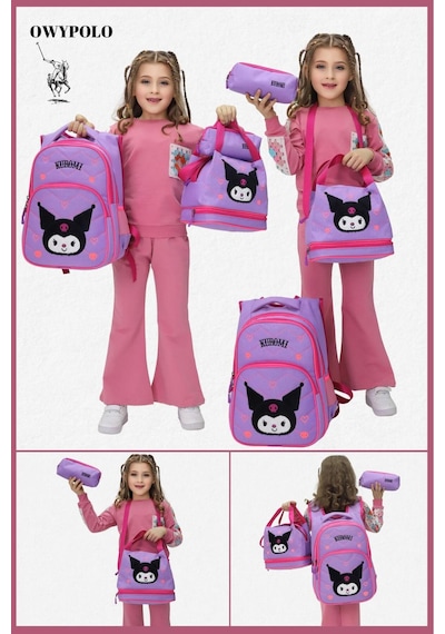 Kuromi Termal Beslenme Çantalı Üçlü İlkokul Seti Lila