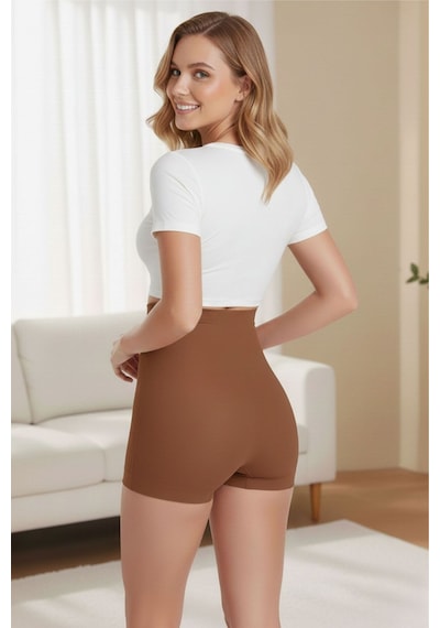 Mistirik Gretola Model Toparlayıcı Sıkılaştırıcı Yüksek Bel Lazer Boxer Korse Kahve Renk