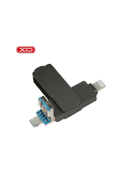 Dk06 128gb Usb 3.0 Flash Bellek Usb-a Micro Lightning Uyumlu 3'ü 1 Arada Metal Siyah