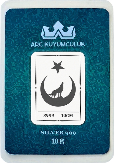 Hediyeye Özel 10 Gram Türkiye Ve Kurt Temalı 999 Ayar Gümüş İle Üretilmiş Gümüş Külçesi-769