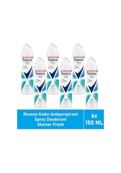 Rexona Shower Fresh 72 Saat Kadın Sprey Deodorant 6 x 150 ML