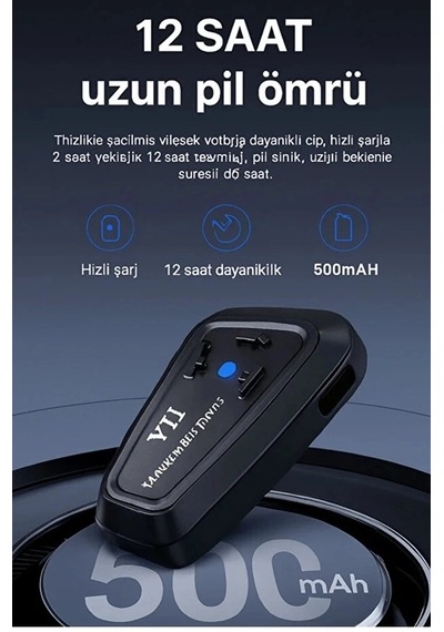 Y11 Bluetooth Kulaklık Mikrofonlu Motosiklet Kulaklığı İntercom B