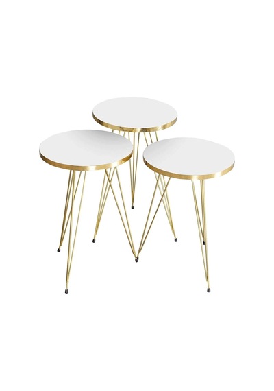 Zigon Sehpa Gold Beyaz