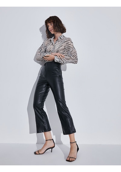 Koton Suni Deri Crop Pantolon Siyah 3sak40021uw