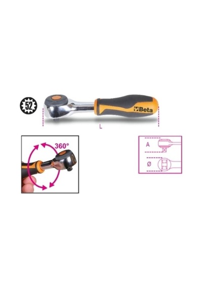 Beta 1/4'' Lokma Cırcır Kolu 900/58