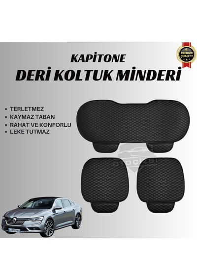 Renault Talisman Uyumlu Deri Kapitone Koltuk Minderi Koruma Kılıfı 3 Lü Set