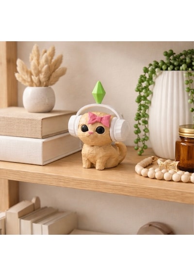 Mini Sims Viral Plumbob Kedi Biblo 13 Cm - 3d Tasarım Dekoratif Figür