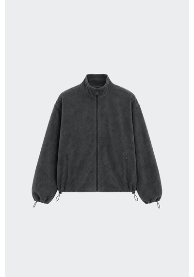 Suud Collection Füme Anu Oversize Fermuarlı Polar Hırka