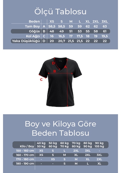 Goffra Kadın Vision V Yaka Premium Kalite Yoğun Dokulu Pamuklu T-shirt Siyah W102-r0220-09