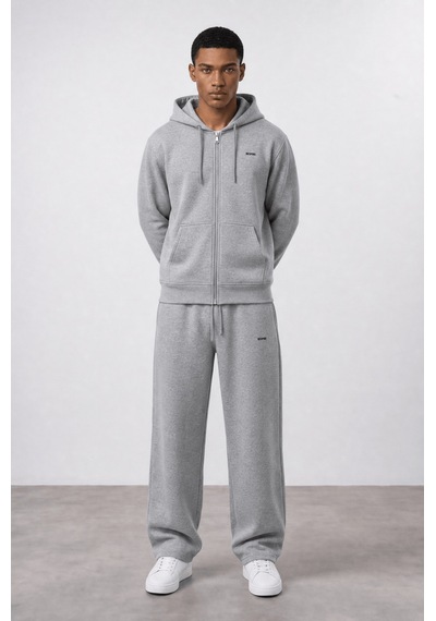 Erkek Respire Basic Oversize Zip Gri Melanj