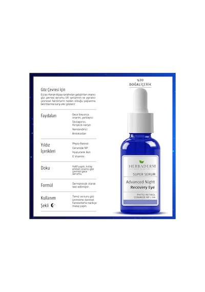 Herbaderm Super Serum  Göz Çevresi Gece Serumu 20 ML