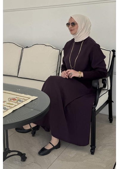 Rabia Şamlı Ela Modal Takım Mürdüm Çok Renkli