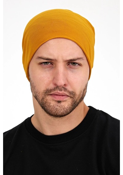 Butikgiz Erkek 4 Fonksiyonlu Koruyucu Pamuklu, Esnek, Terletmez, Bandana, Boyunluk, Maske - Tek Ebat / Koyu Hardal Koyu Hardal