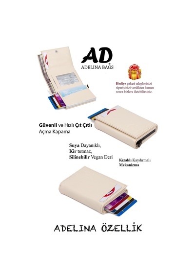 Adelina Bags Rfid Korumalı Premium Mekanizmalı Cüzdan Renk Seti (3 Adet) Siyah