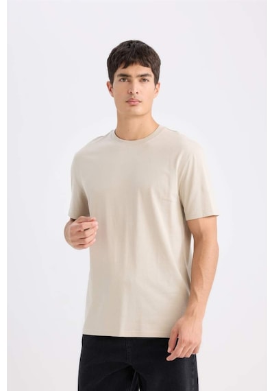 DeFacto %100 Pamuk New Regular Fit Bisiklet Yaka Basic Düz Kısa Kollu Tişört V7699AZ25SPBG170