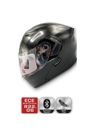 Motosiklet Rs2 Kask Çene Açılır Güneş Vizör Glos Black Kask370gmatxl Siyah