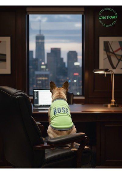 Yeşil The Boss Patron Yazılı Kedi Ve Köpek Kıyafeti Tişörtü Elbisesi Medium/m/beden 2