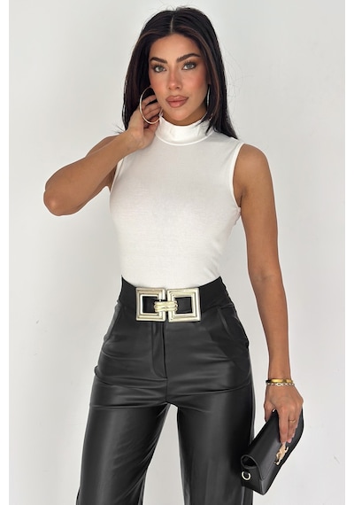 Noa & Noa Kadın Kolsuz Boğazlı Basic Body Sleek Core Beyaz Noa & Noa Kadın Kolsuz Boğazlı Basic Body Sleek Core Beyaz