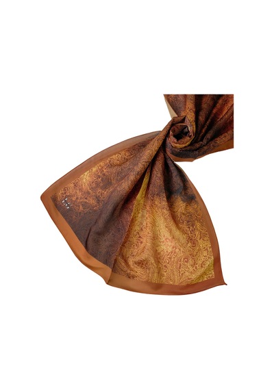 Mim Eşarp Işıl İpek Cotton Vual Etnik Desenli Şal 75x190 Cm Gold - Açık Sarı