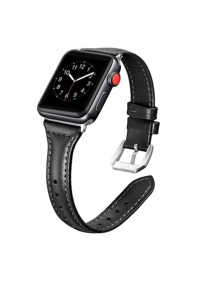 Watch Ultra 49mm Kordon Uyumlu Krd-28 Deri Strap Kayış Clo- Siyah