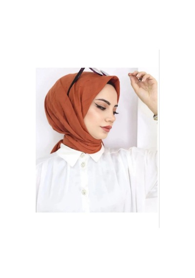 Melodi Scarf Kadın Tesettür Pratik Bambu Kraş Eşarp Kiremit Kiremit