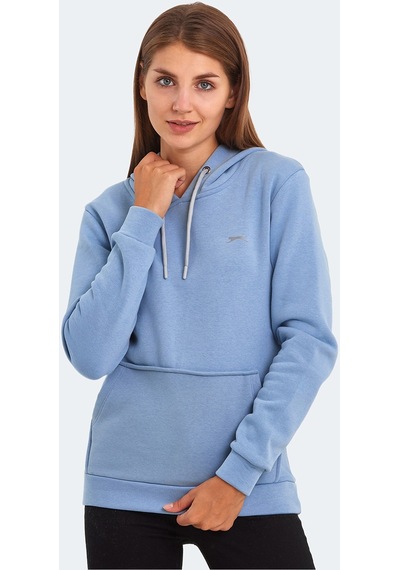 Slazenger KESHIAN IN Kadın Kapüşonlu Cepli Mavi Sweatshirt