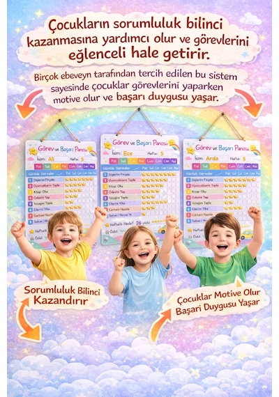 Kişiye Özel Montessori Görev Ve Başarı Panosu - Yaz-sil Hediyeli 30x40 Cm Kalem + Sticker09