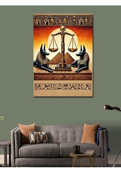 Kanvas Tablo Mısır Tanrıları Ve Adalet Terazisi 50cmx70cm