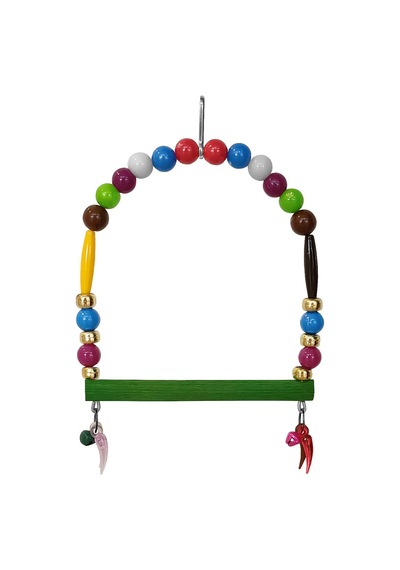 Renkli Boncuklu Ve Çanlı Muhabbet Kuşu Salıncağı 10-11.5 Cm Renkli