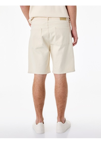 Koton Normal Bel Pamuklu Bermuda Straight Fit Jean Şort Ekru 6sam40387nd