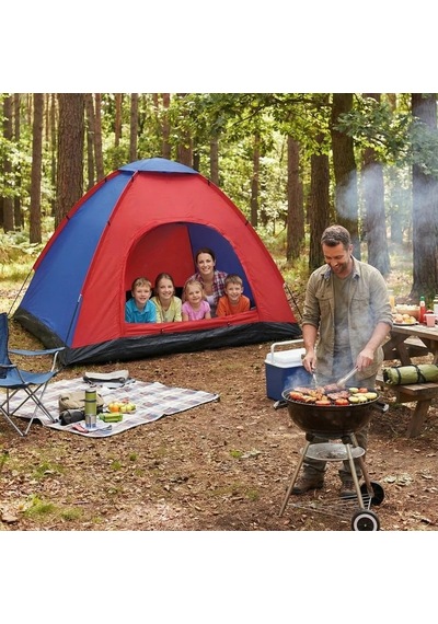 6 Kişilik Manuel Kurulum Kamp Çadırı Aile, Doğa, Piknik Ve Outdoor Kamp Çadırı 220x250x150 Cm 546 Çok Renkli