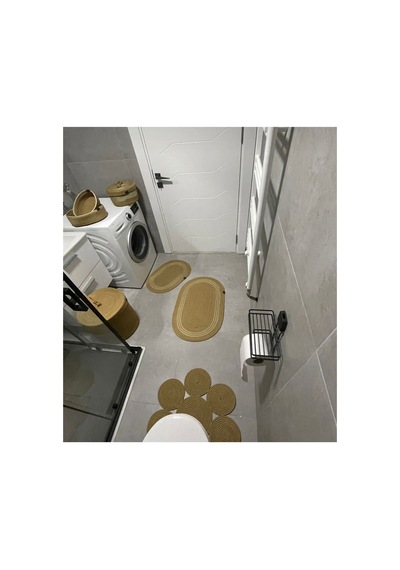 Jüt,hasır,6 Lı,banyo Paspas Takımı,bohem Tarzı Banyo Takımı,iskandinav Paspas/sepet Gold Krem Gold Krem