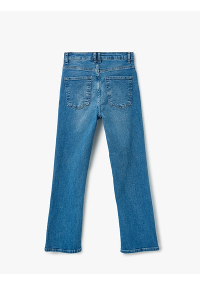 Koton Yüksek Bel İspanyol Paça Denim Pantolon - Kick Flare Jeans Orta İndigo 5sal40110md İndigo Koton Yüksek Bel İspanyol Paça Denim Pantolon - Kick Flare Jeans Orta İndigo 5sal40110md İndigo