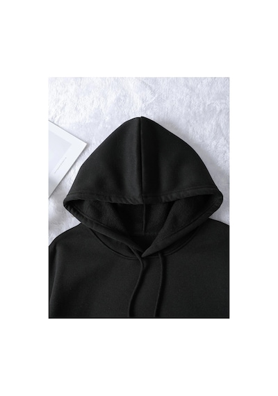 Tarzsokak Unisex Erkek/kadın Justdoıt Renkli Özel Baskılı Oversize Kapüşonlu Sweatshirt Siyah