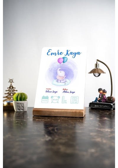 Erkek Bebek, Yeni Doğan Boy Kilo Masa Ev Dekor Dekoratif Ahşap Obje