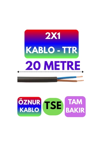 Öznur 2x1 Ttr Kablo Siyah Metre Seçenekli - 20 Metre