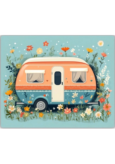 Çiçekli Karavan Baskılı Mouse Pad 18x22 Cm
