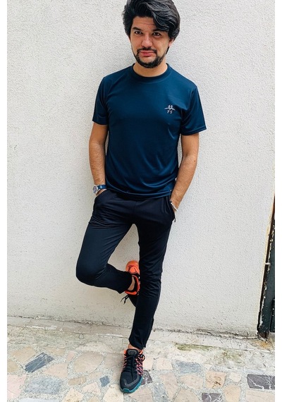 Erkek Lacivert Kardiyo Koşu Fitness Tişört