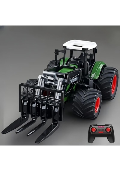 Oyuncak 2.4ghz Uzaktan Kumandalı 1:24 Ölçek Şarjlı Rc Traktör Forklift Aparatlı - Oyuncak Kepçe Traktör Forklift Aparatlı Altın - Siyah