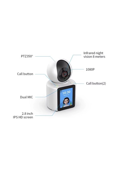 1080p Wifi Ip Güvenlik Kamerası, Ekranlı, İki Yönlü Ses, Hareket Algılama, Gece Görüşü