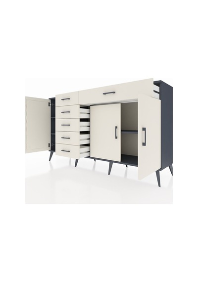 Hyperion Konsol 3 Raflı 6 Çekmeceli 3 Kapaklı 176x44x99 Antrasit- Antrasit-aytaşı Hyperion Konsol 3 Raflı 6 Çekmeceli 3 Kapaklı 176x44x99 Antrasit- Antrasit-aytaşı