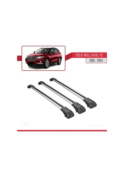 Great Wall Haval H2 2015 Ve Sonrası İle Uyumlu Ace-1 Ara Atkı Tavan Barı Gri 3 Adet Bar