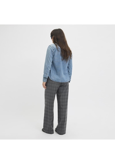 Jack & Jones Kadin Yüksek Bel Dokuma Pantolon - Ellis - 12248958 - 1 Dark Grey Melange