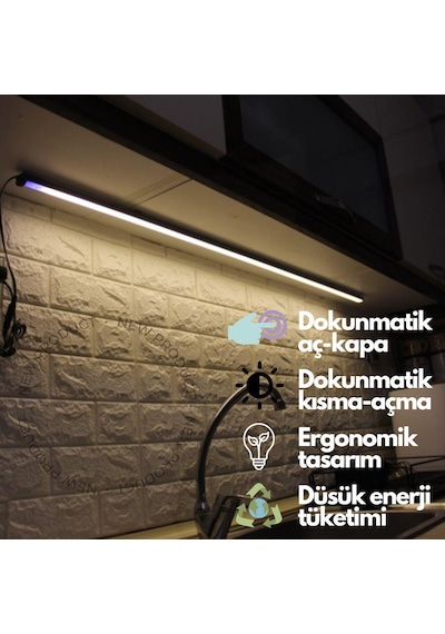 Dokunmatik 120cm Gün Işık Tak Çalıştır Led Mutfak, Dolap, Tezgah Altı, Duvar Dekoratif Gece Lambası Gün Işığı