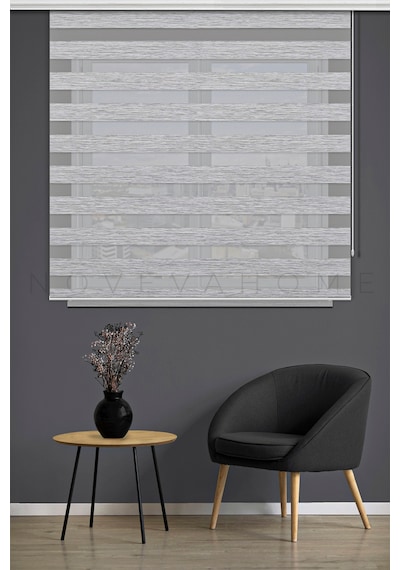 Bambu Zebra Stor Perde 1007 Gri Ofis Mutfak Çocuk Odası Yatak Odası Salon Perdesi Lüx Gri